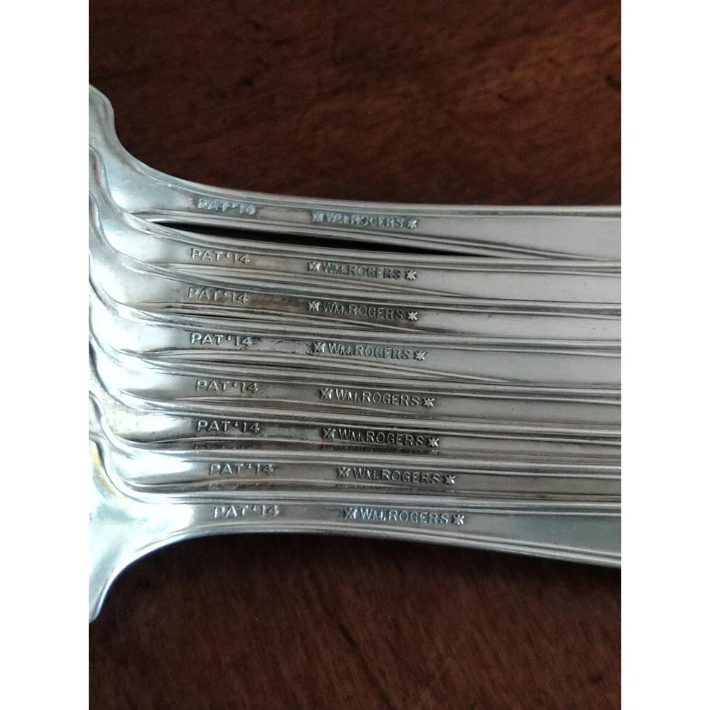 Lot of 8 Wm. Rogers Ashland Silverplate Salad Forks 1914 5.9